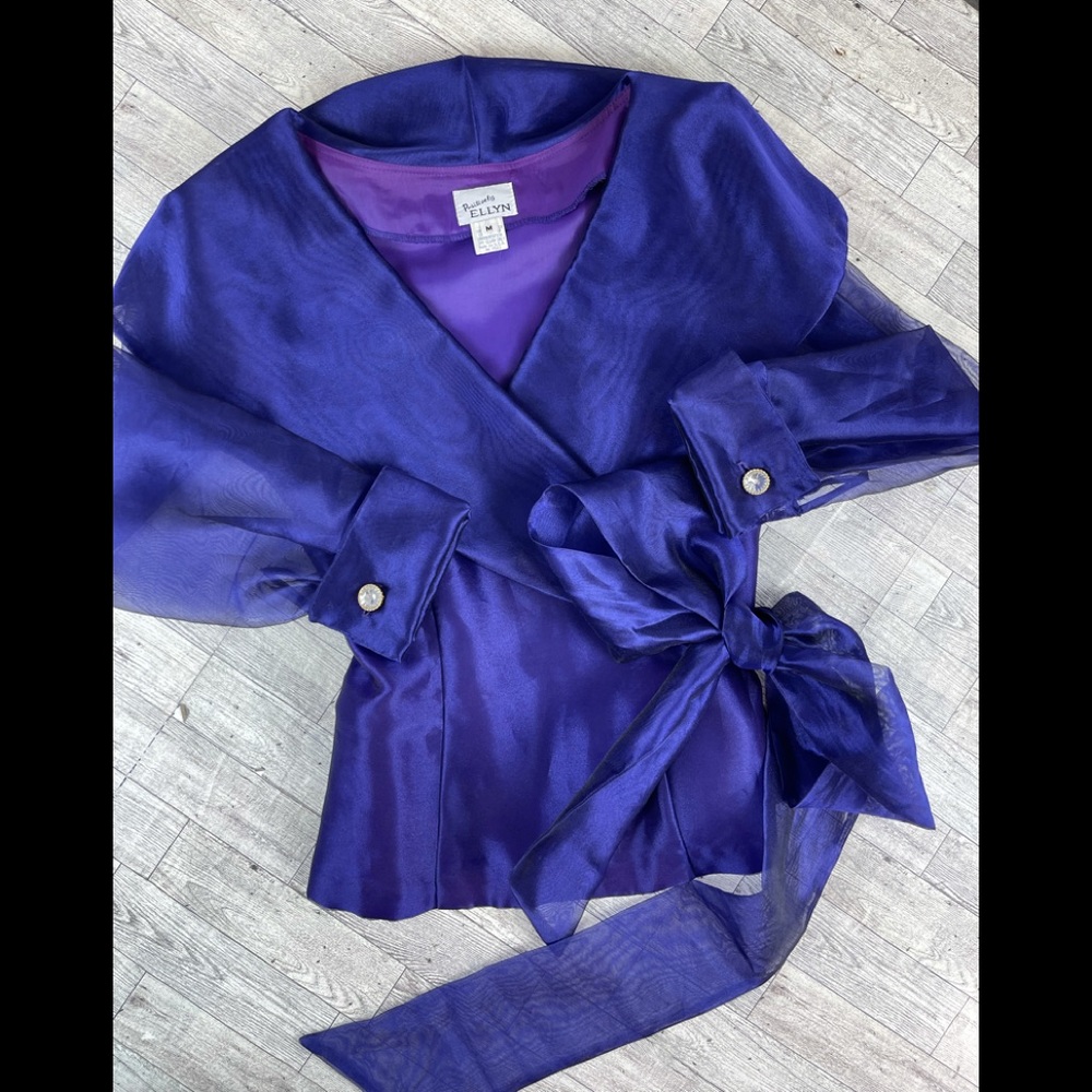 Positively Ellyn Vintage Sheer Blouse Blue|Purple, sz M